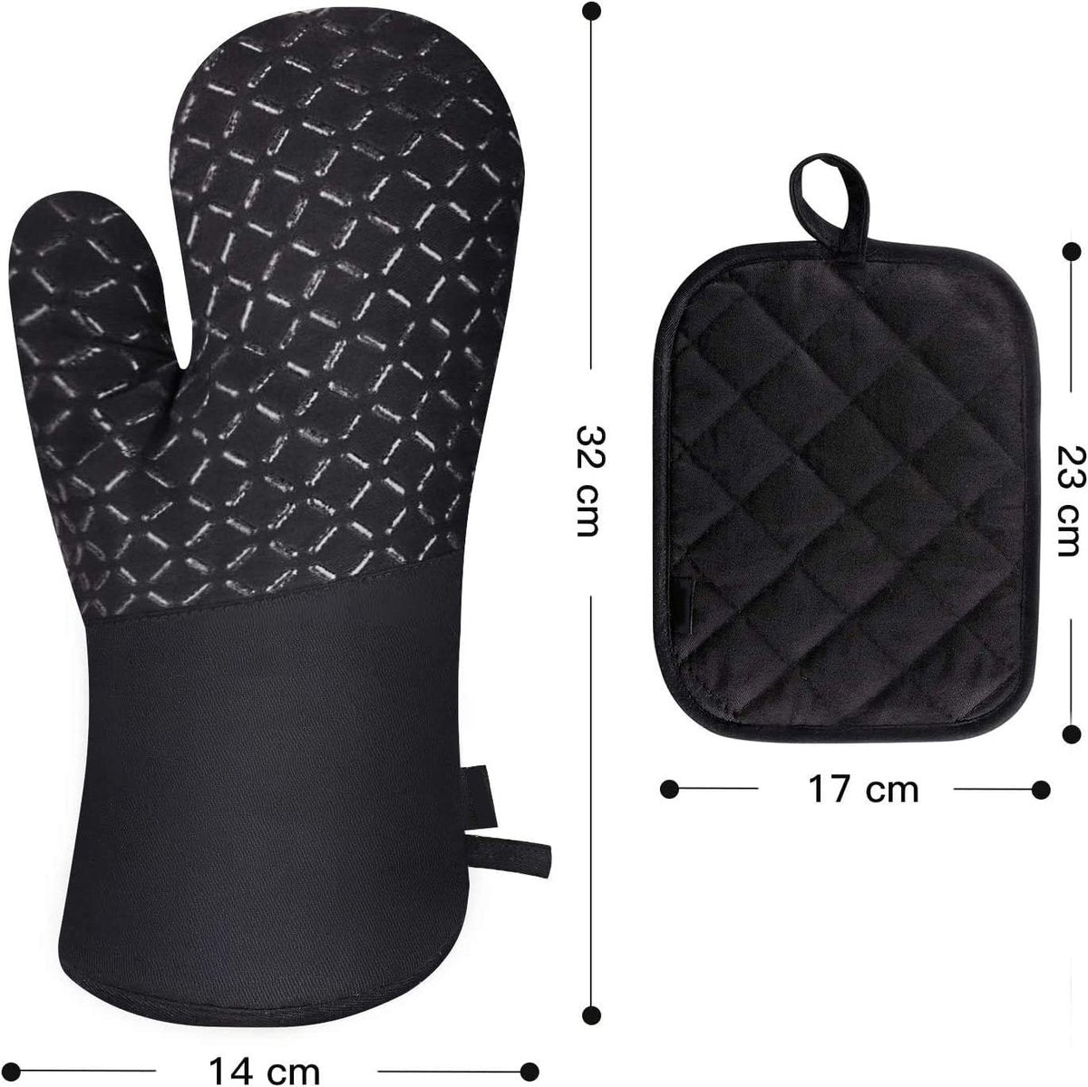 Oven Mitts - 4-piece - Professional Oven Gloves - Practical Pot Holders - Cooking Gloves - Heat Resistant - Christmas Gift - Fire Retardant - heat - insulation - Comfortable - Safe - very for Festivals / Parties / Baking / Grilling