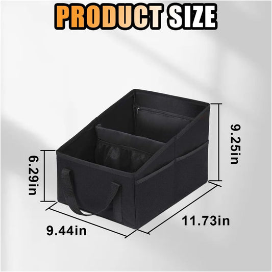 Car Seat Organizer, Foldable Car Storage Organizer with 4 Cup Holders, Rear & Front Seat Storage Bags, Black