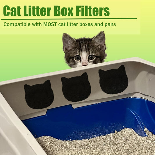 Cat Litter Box Stick-on Activated Charcoal Filters Compatible with Most Cat Litter Box, Universal Activated Carbon Filters to Absorb Odors and Control Damp for Keep Home Fresh (6 Pack)