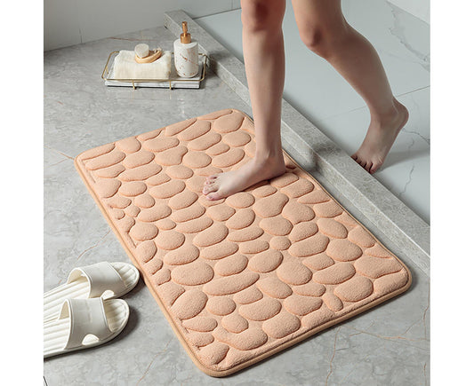 Floor Rugs Easy Clean Water Absorbent Solid Color Anti-slip Entrance Door Bath Mat for Home-Camel 50*80cm