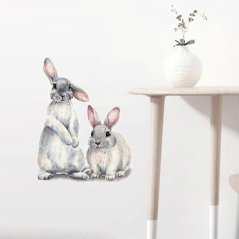30*40cm Typography Wall Sticker Two Cute Rabbits babies Room