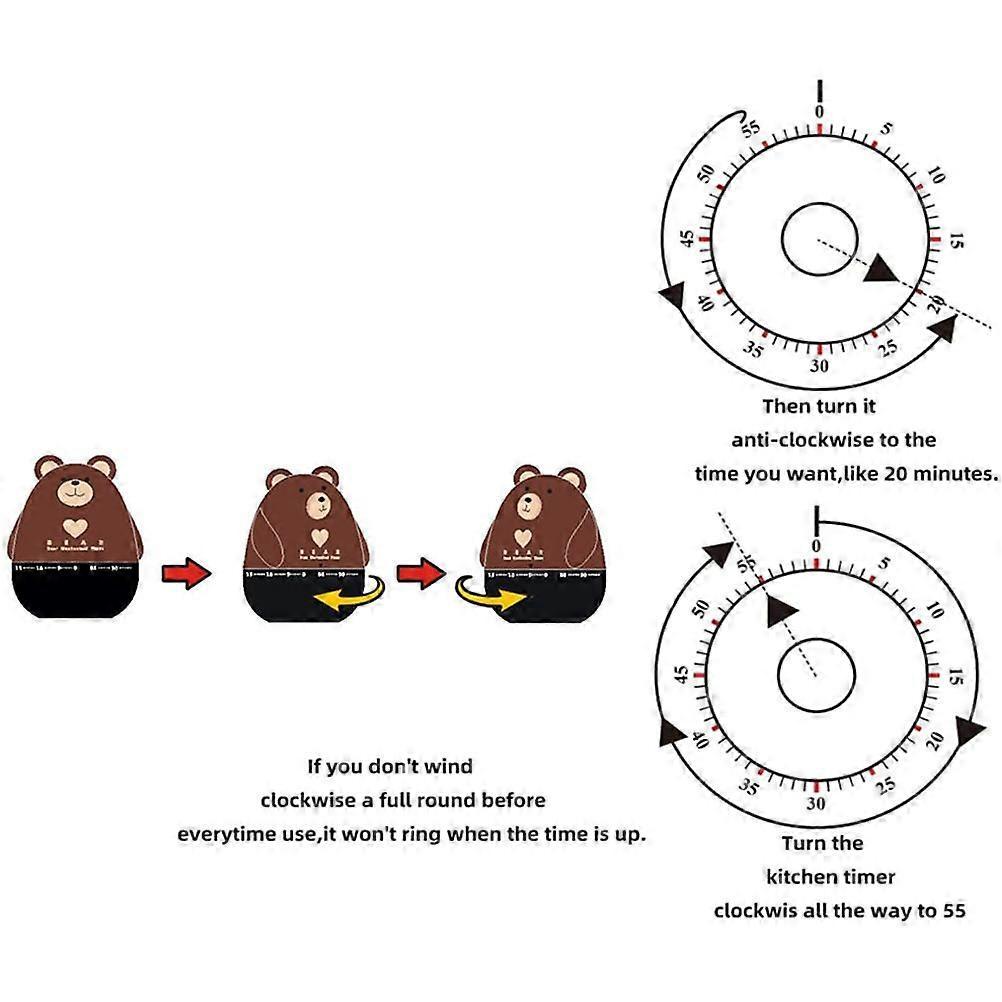 Bear Kitchen Timer - Mechanical Timer for Cooking & Baking