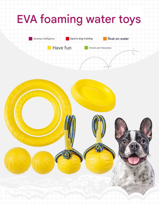 3-Piece Big Dog EVA Floating Dog Ring Toy Set – Interactive Tug-of-War Ring and Water Frisbee, durable chew and teething toy, suitable for training, teeth cleaning, and outdoor play, lightweight floating design