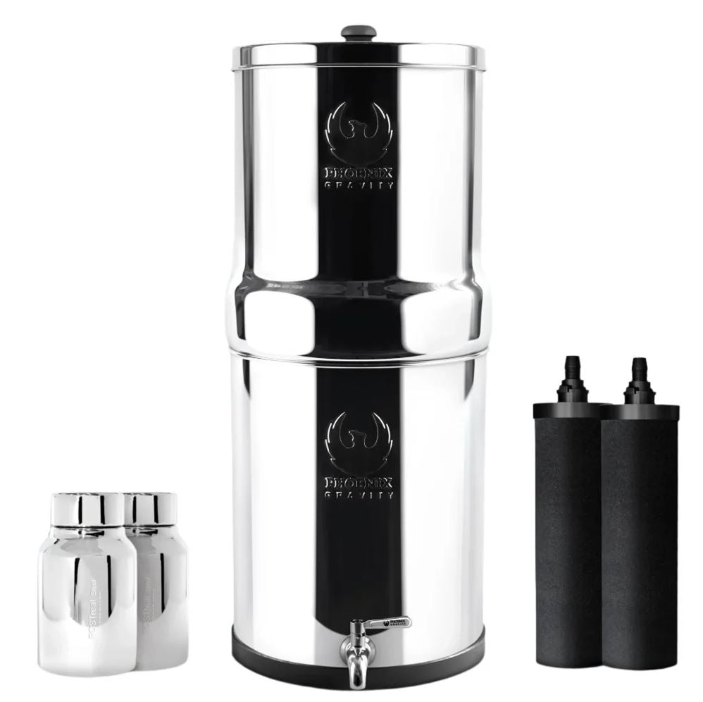 Phoenix 8L Stainless Steel Gravity Water Filter - Smart Carbon with Fluoride Filtration