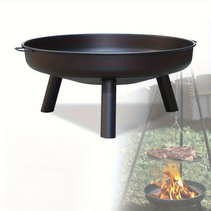Outdoor Metal Fire Pit Bowl with Handles & Legs