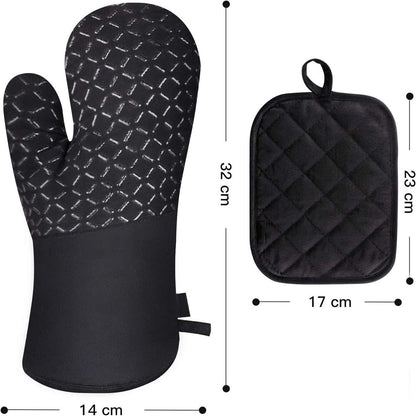 Oven Mitts - 4-piece - Professional Oven Gloves - Practical Pot Holders - Cooking Gloves - Heat Resistant - Christmas Gift - Fire Retardant - heat - insulation - Comfortable - Safe - very for Festivals / Parties / Baking / Grilling
