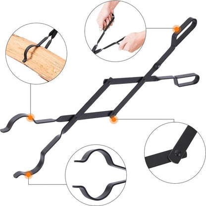 Fire Pit Tongs - Fire Pit Tongs - Fireplace Accessories - Fireplaces - Fire Pit Tool for Outdoor Indoor Camping - Wood Stoves - Fire Pits - Black - Steel - 26 Inch