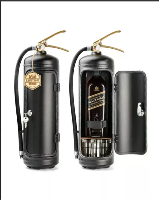 Fire Extinguisher Minibar Wine Cabinet Perfect Gift for Men black