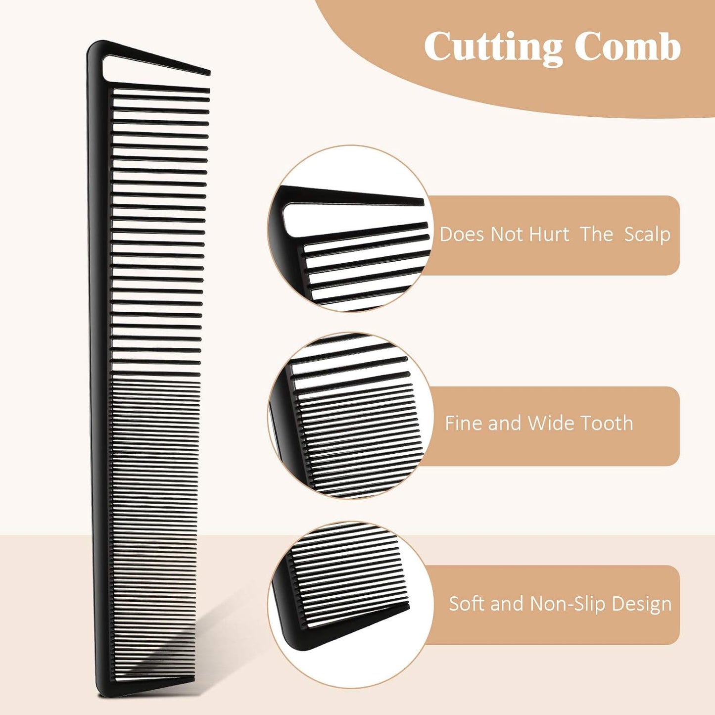 3 Pcs Rat Tail Parting Comb for Braids Carbon Fiber Stainless Steel Pintail Teasing Combs Heat Resistant with Wide Tooth for Men and Women, Hair Stylist, Salon Hairdressing Hair Care Tools
