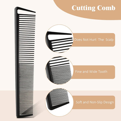 3 Pcs Rat Tail Parting Comb for Braids Carbon Fiber Stainless Steel Pintail Teasing Combs Heat Resistant with Wide Tooth for Men and Women, Hair Stylist, Salon Hairdressing Hair Care Tools