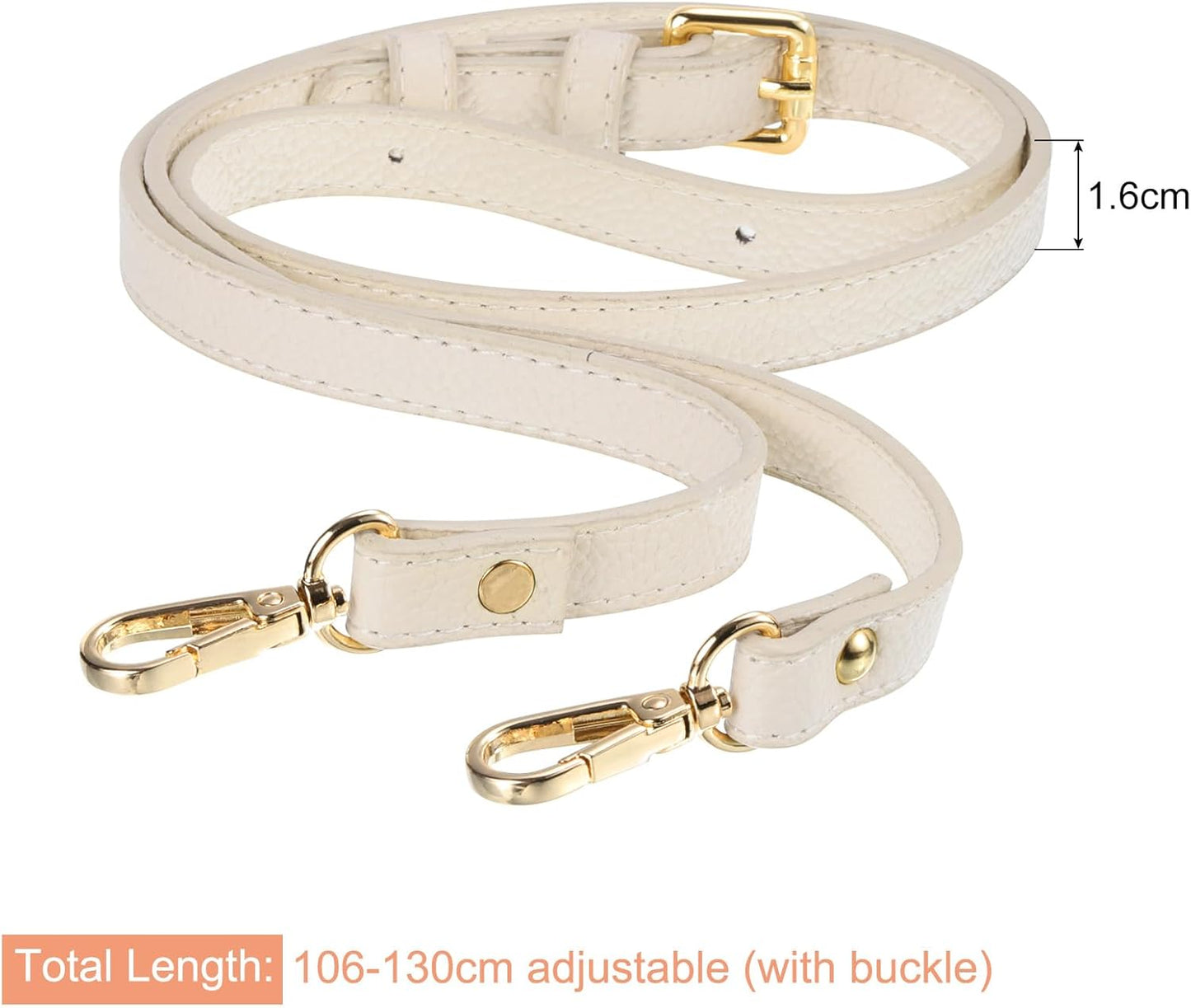 Purse Strap, Leather Adjustable Replacement Strap for Women's Crossbody Handbags Bag, 0.6" Wide, 41-51" Long (Beige)