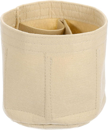 Purse Organizer Insert, Portable Felt Organizer Bags Round Multiple Compartments Purse Liner for Bucket Bag, Domed Satchel, Tote Bag, Handbag Shaper (8" x 4" x 5.5", Beige)