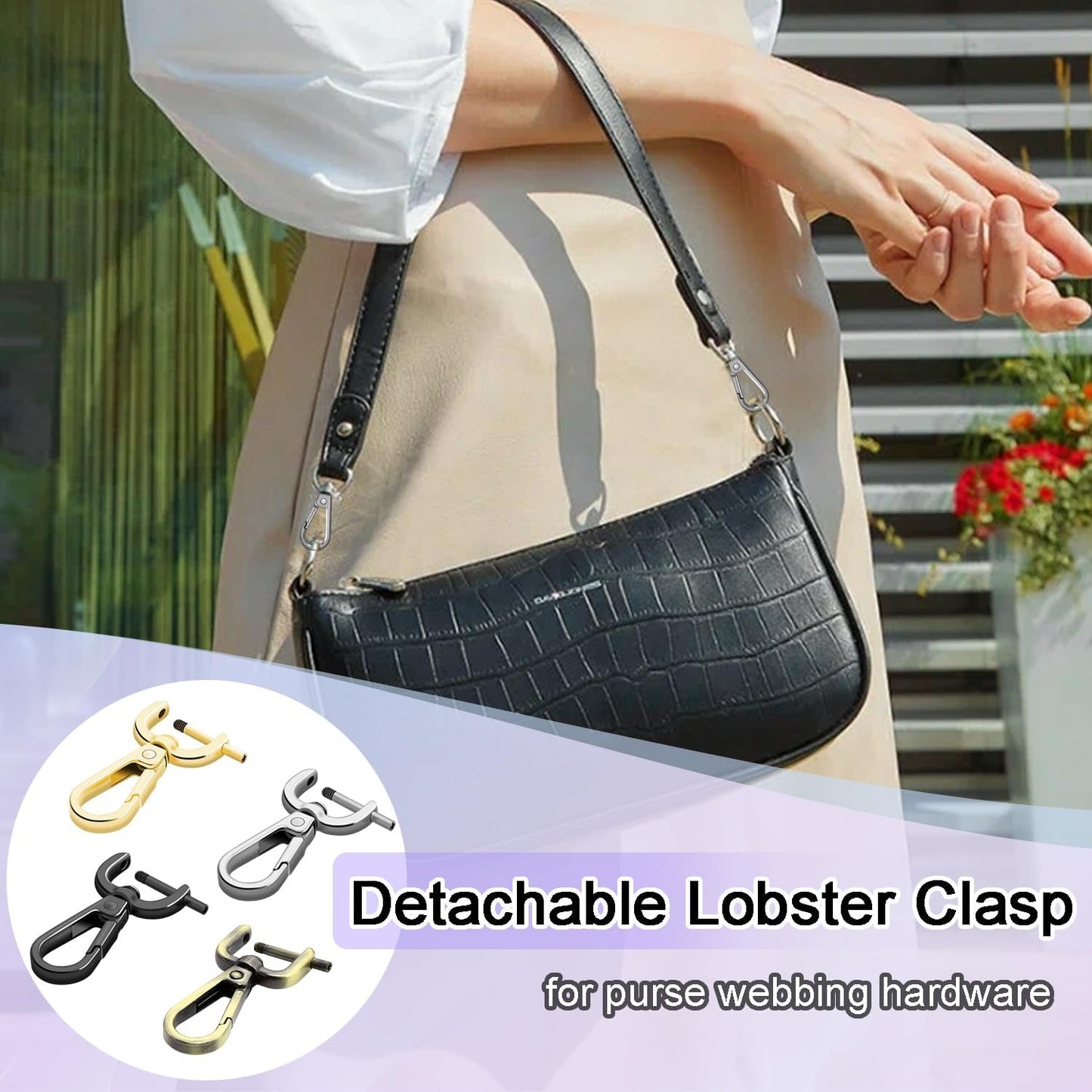 CooBigo 4Pack 5/8 Inch Detachable Snap Hook Swivel Clasp, Metal Swivel Lobster Claw Clasps for Paracord Lanyard, Purse Strap Clips Extender Hardware, Backpack Pendant, Pets Collar Accessory (Black)