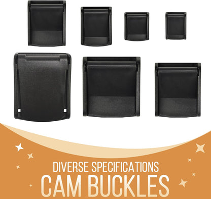 CooBigo 10Pack 1 Inch Black Cam Buckles, Plastic Toggle Buckle Clip for Pet Chest Vest, Car Roof Bag, Backpack Luggage Straps, Belt DIY Craft Accessories (25.5mm)
