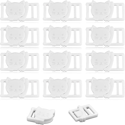 CooBigo 25Pack 3/8" Cat Collar Breakaway Clasps Accessories Plastic Adjustable Buckle Small Pet Supplies for Kitten Collar Straps DIY Cat Stuff(White)