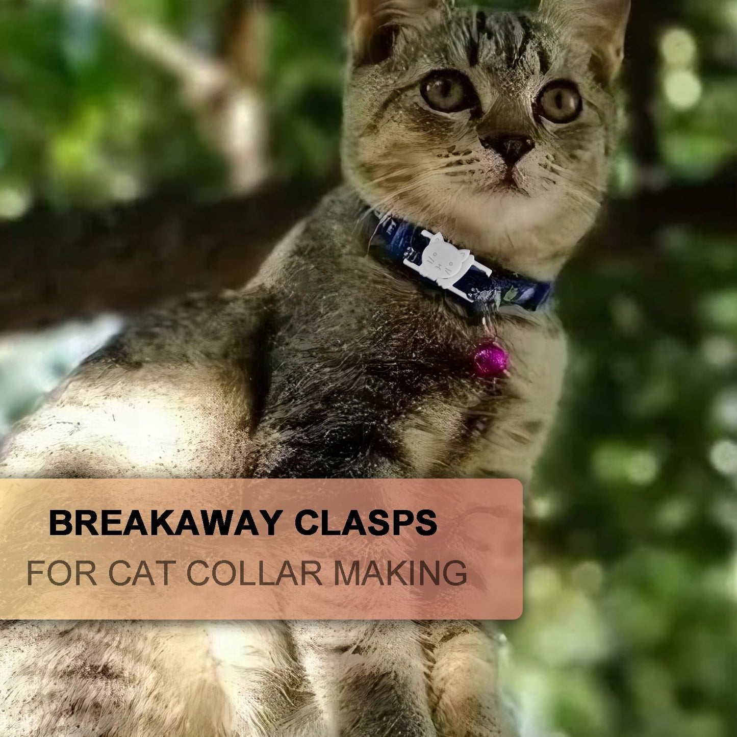 CooBigo 25Pack 3/8" Cat Collar Breakaway Clasps Accessories Plastic Adjustable Buckle Small Pet Supplies for Kitten Collar Straps DIY Cat Stuff(White)
