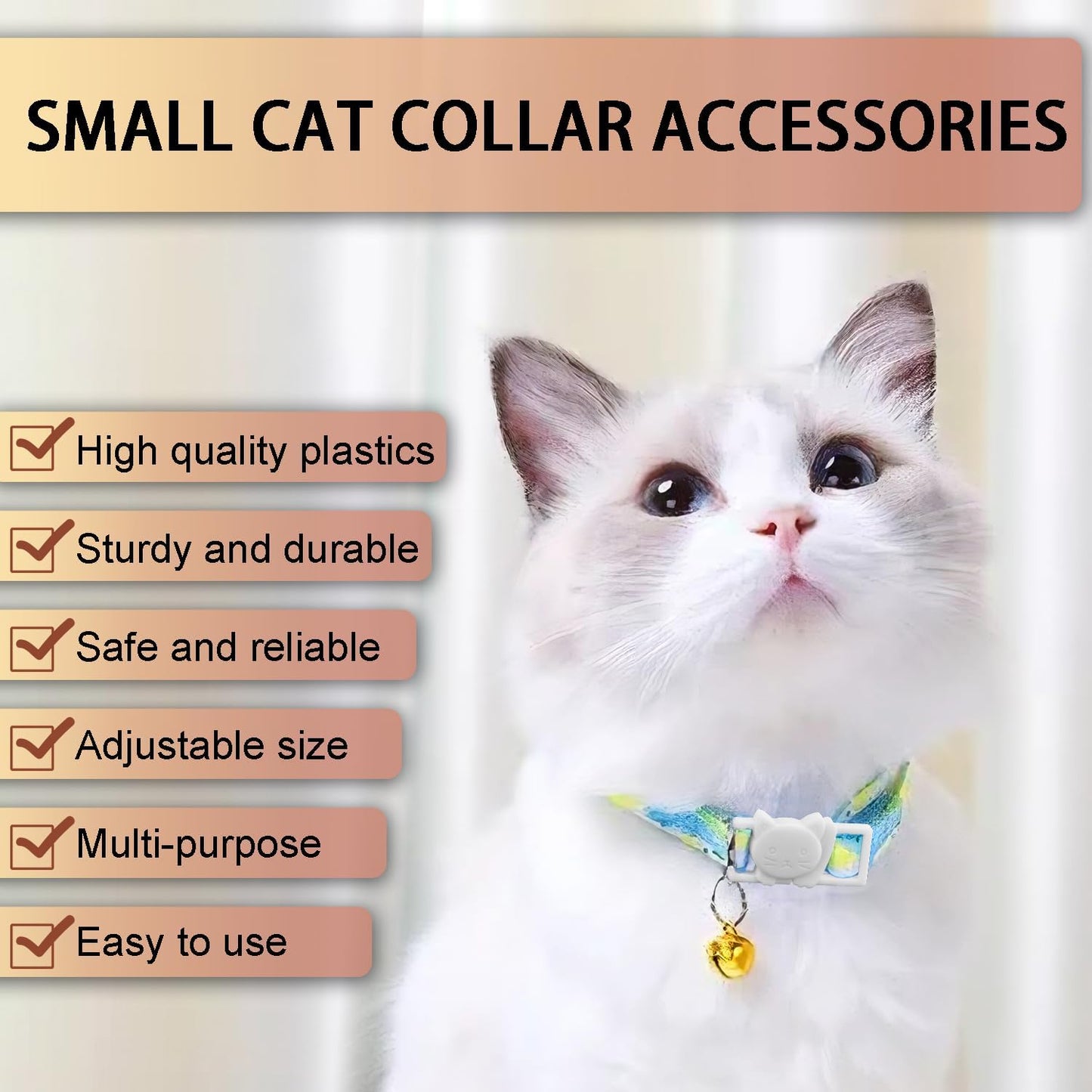 CooBigo 25Pack 3/8" Cat Collar Breakaway Clasps Accessories Plastic Adjustable Buckle Small Pet Supplies for Kitten Collar Straps DIY Cat Stuff(White)