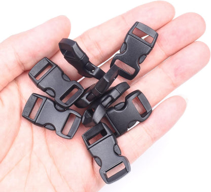 CooBigo 100 Pack 3/8 Inch Curved Contoured Paracord Bracelet Clips Plastic Quick Side Release Buckles for Paracord Bracelets Clasps Masks Dog Collar Straps Accessories