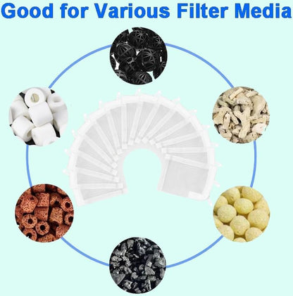 Aquarium Filter Media Bags 15pcs Fish Tank Extra Fine 100 Micron Mesh Bags with Plastic Zipper for Activated Carbon (3" x 4")