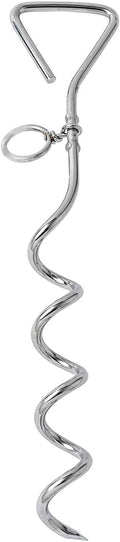 Dog Tie-Out Stake, Durable Silver Spiral Anchorstake, Secure Outdoor Tethering for All Cable Leash Chain - MDM Australian