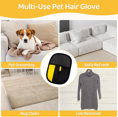 Pet Hair Removal Glove for Dogs & Cats, Upgraded 2PCS Electrostatic Pet Hair Remover with Grooming Comb, Reable Washable Magic Brh Hair Tool Mitt for Clothing, Couch, Carpet, Car Seat
