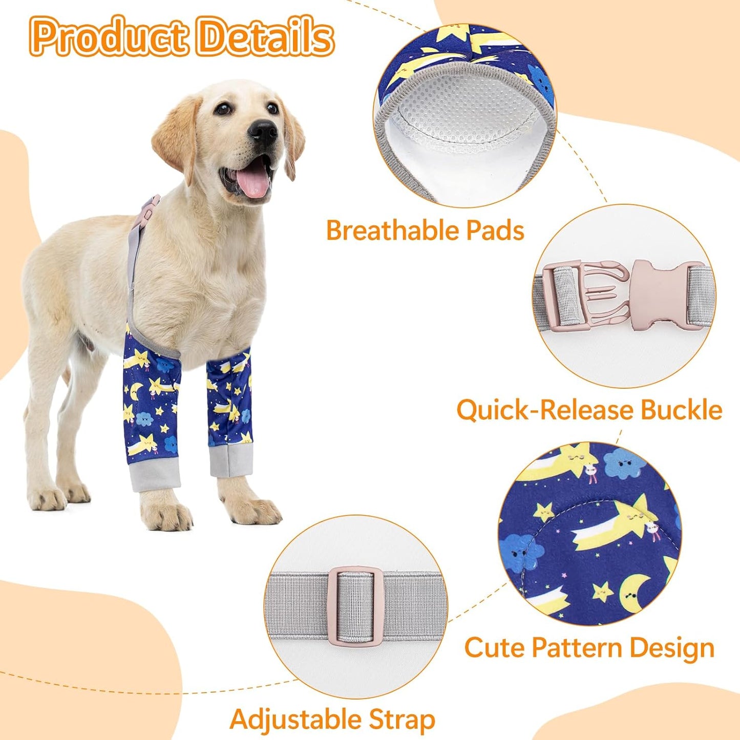 Dog Elbow Protector for Calles, Adjtable Dog Elbow Pads Leg Sleeve to Prevent Licking Biting on Joints, Breathable Dog Front Leg Brace Wound Cover for Small Medium Large Dogs