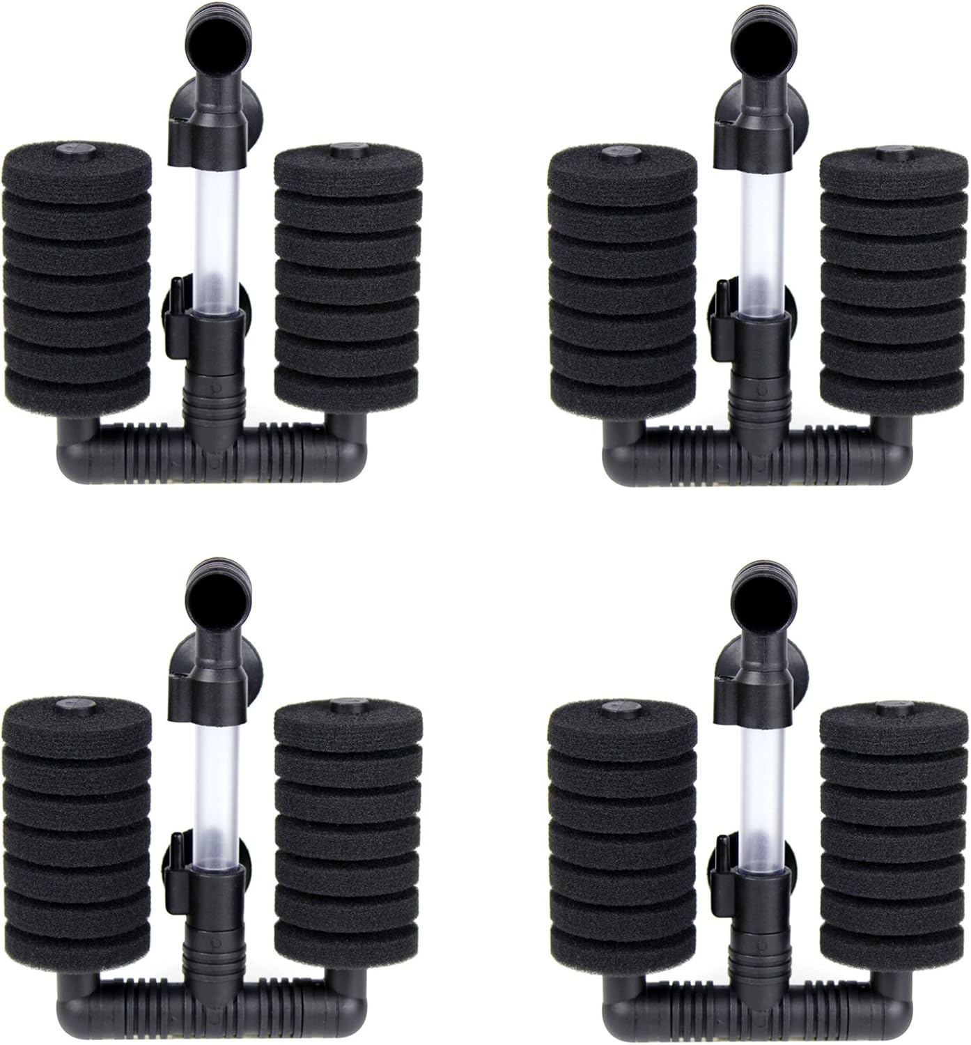 4 Pack Double Bio Sponge Filter, for Fry, Betta, Shrimp, Nano, Aquarium Fish Tank