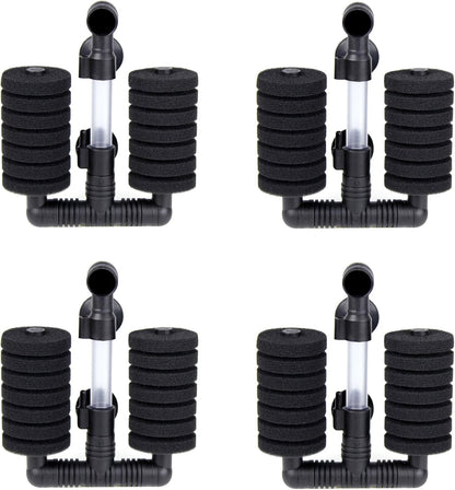 4 Pack Double Bio Sponge Filter, for Fry, Betta, Shrimp, Nano, Aquarium Fish Tank