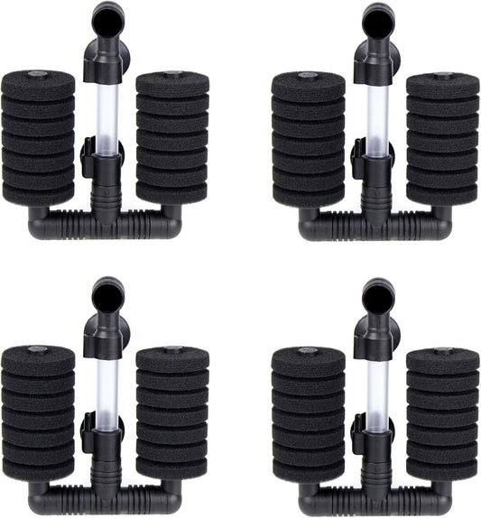 4 Pack Double Bio Sponge Filter, for Fry, Betta, Shrimp, Nano, Aquarium Fish Tank