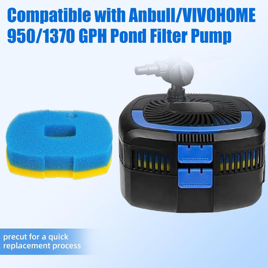 Replacement Pond Filter Sponge Compatible with Anbull/VIVOHOME 950/1370GPH Pond Filter Pump (4pcs)