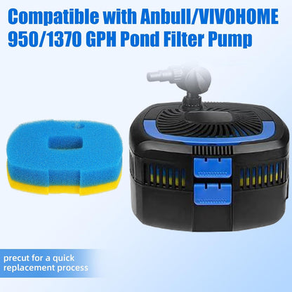 Replacement Pond Filter Sponge Compatible with Anbull/VIVOHOME 950/1370GPH Pond Filter Pump (4pcs)