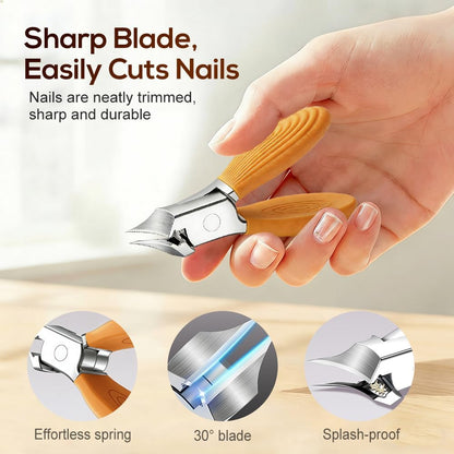 Wide Jaw Opening Anti-Splash Slanted Nail Clipper, Curved Blades for Ingrown & Thick Nails, Ergonomic Fingernail Toenail Clippers for Home e (Comb)