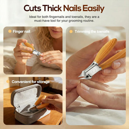 Wide Jaw Opening Anti-Splash Slanted Nail Clipper, Curved Blades for Ingrown & Thick Nails, Ergonomic Fingernail Toenail Clippers for Home e (Comb)