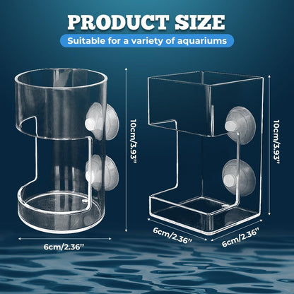 No Mess Aquarium Feeder, 2026 New Acrylic Clear Fish Tank Feeder with Suction Cup, Preventing Food Scattering (Square)