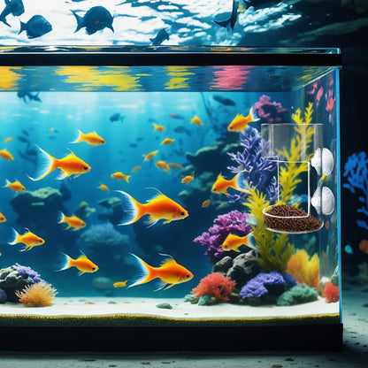 No Mess Aquarium Feeder, 2026 New Acrylic Clear Fish Tank Feeder with Suction Cup, Preventing Food Scattering (Square)