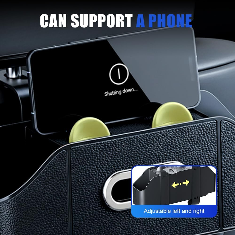 Multifunctional Car Back Seat Storage Organize with Tissue Holder, 2 Cup Holders and Purse Hooks, For Phones, Snacks, Drinks, Bags, Travel Storage (Orange)