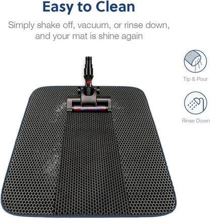 Cat Litter Mat, Kitty Litter Trapping Mat, Honeycomb Double Layer Mats, No Phthalate, Urine Waterproof, Easy Clean, Scatter Control, Catcher Litter Tray Box Rug Carpet