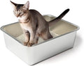 Stainless Steel Cat Litter Box, High Sides Kitten Toilet, Top Open Pet Tray, Non-Stick, Odorless - MDM Australian