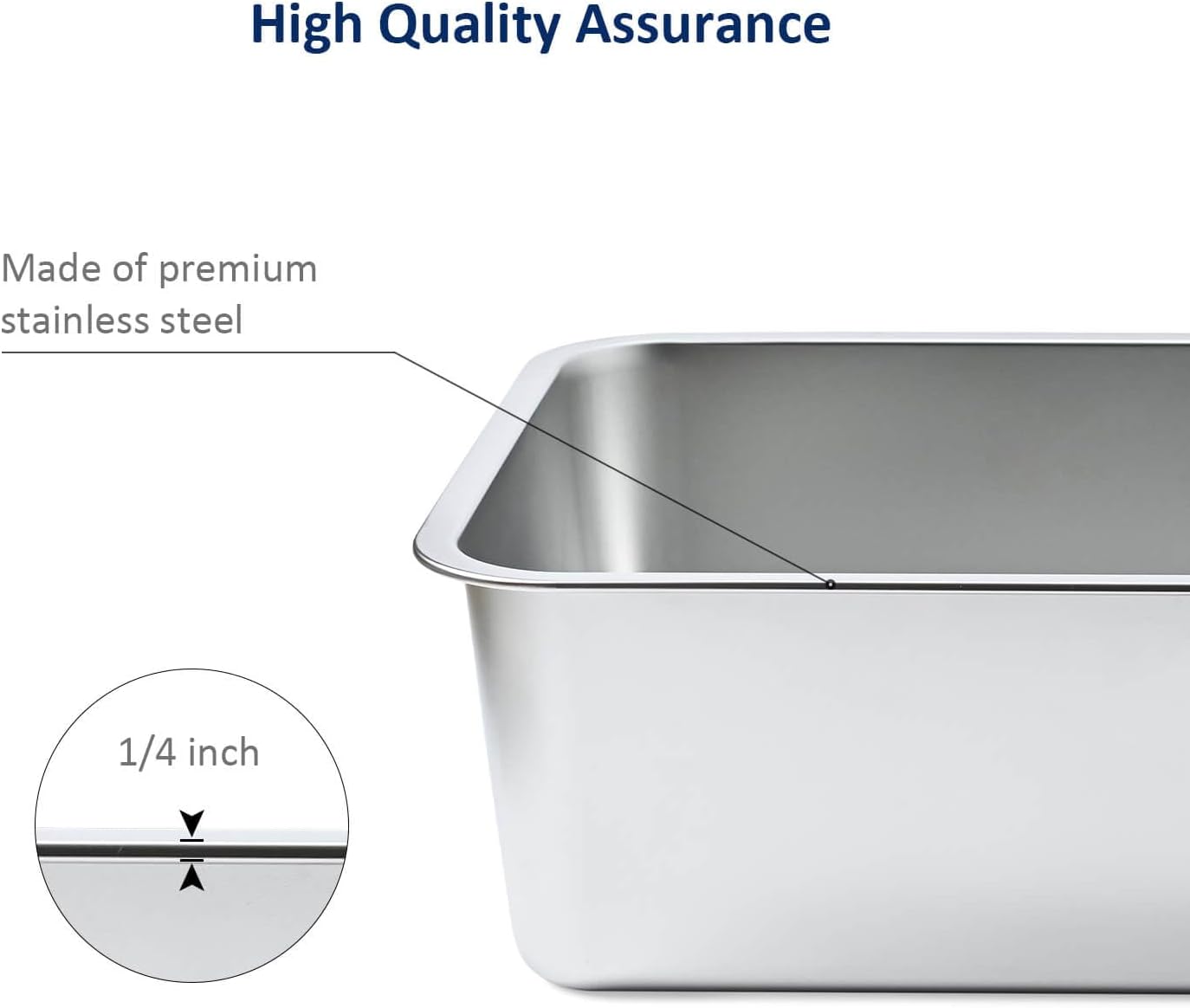 Stainless Steel Cat Litter Box, High Sides Kitten Toilet, Top Open Pet Tray, Non-Stick, Odorless, Rt-Resistant, Easy-Clean Pan, Silver Box (24x16x6 Inch)