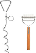 Dog Tie-Out Stake and 2-in-1 Shedding Grooming Tool - MDM Australian
