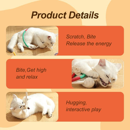 6Pcs Rope Cat Chew Toys, Multi-Color Interactive Cat Toy for 28 Inches, Safe Teeth Cleaning Toy for All Breeds (Style A)