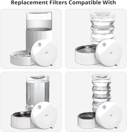 8Pcs Gravity Pet Water Fountain Filters, Automatic Pet Waterer Replacement Filters for 3.6L/4.6L/6L/8L Dog Water Dispenser(8 Filters with 1Brush)