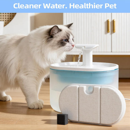 16 Pack Cat Water Fountain Filter Replacement for PLWF002 71oz/2.1L Capsule Pet Water Fountain with 8 Pre-Filter Sponges, Pet Fountain Filter Replacement with Four Filtration System, BPA-Free