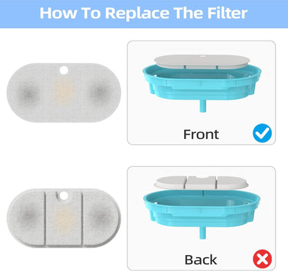 16 Pack Cat Water Fountain Filter Replacement for PLWF002 71oz/2.1L Capsule Pet Water Fountain with 8 Pre-Filter Sponges, Pet Fountain Filter Replacement with Four Filtration System, BPA-Free