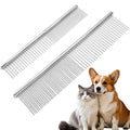 Biaungdo 2 Pcs Dog Grooming Combs Set, Metal Dog Comb for Removing Tangles and Knot, Cat Brush Grooming Tool - MDM Australian