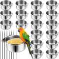 24 Pcs Stainless Steel Parrot Food Bowls Bulk 10 oz Bird Feeding Dish Cups for Cages Bird Bowls with Clamp - MDM Australian