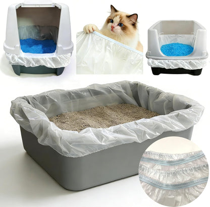 Large Cat Litter Liners, Jumbo Drawstring Leakproof Bags for IRIS Cat Litter Boxes, Heavy Duty 2 MIL Tear-Resistant Extra Durable Disposable Bags for Most Cat Litter Pans, 42“ x 20”, 16PCS