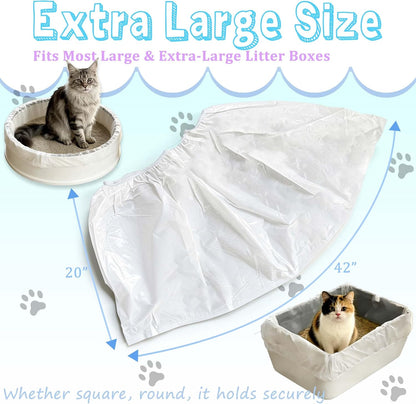Large Cat Litter Liners, Jumbo Drawstring Leakproof Bags for IRIS Cat Litter Boxes, Heavy Duty 2 MIL Tear-Resistant Extra Durable Disposable Bags for Most Cat Litter Pans, 42“ x 20”, 16PCS