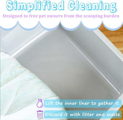 Large Cat Litter Liners, Jumbo Drawstring Leakproof Bags for IRIS Cat Litter Boxes, Heavy Duty 2 MIL Tear-Resistant Extra Durable Disposable Bags for Most Cat Litter Pans, 42“ x 20”, 16PCS