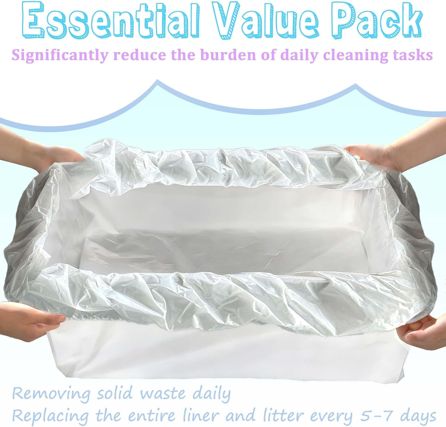 Large Cat Litter Liners, Jumbo Drawstring Leakproof Bags for IRIS Cat Litter Boxes, Heavy Duty 2 MIL Tear-Resistant Extra Durable Disposable Bags for Most Cat Litter Pans, 42“ x 20”, 16PCS